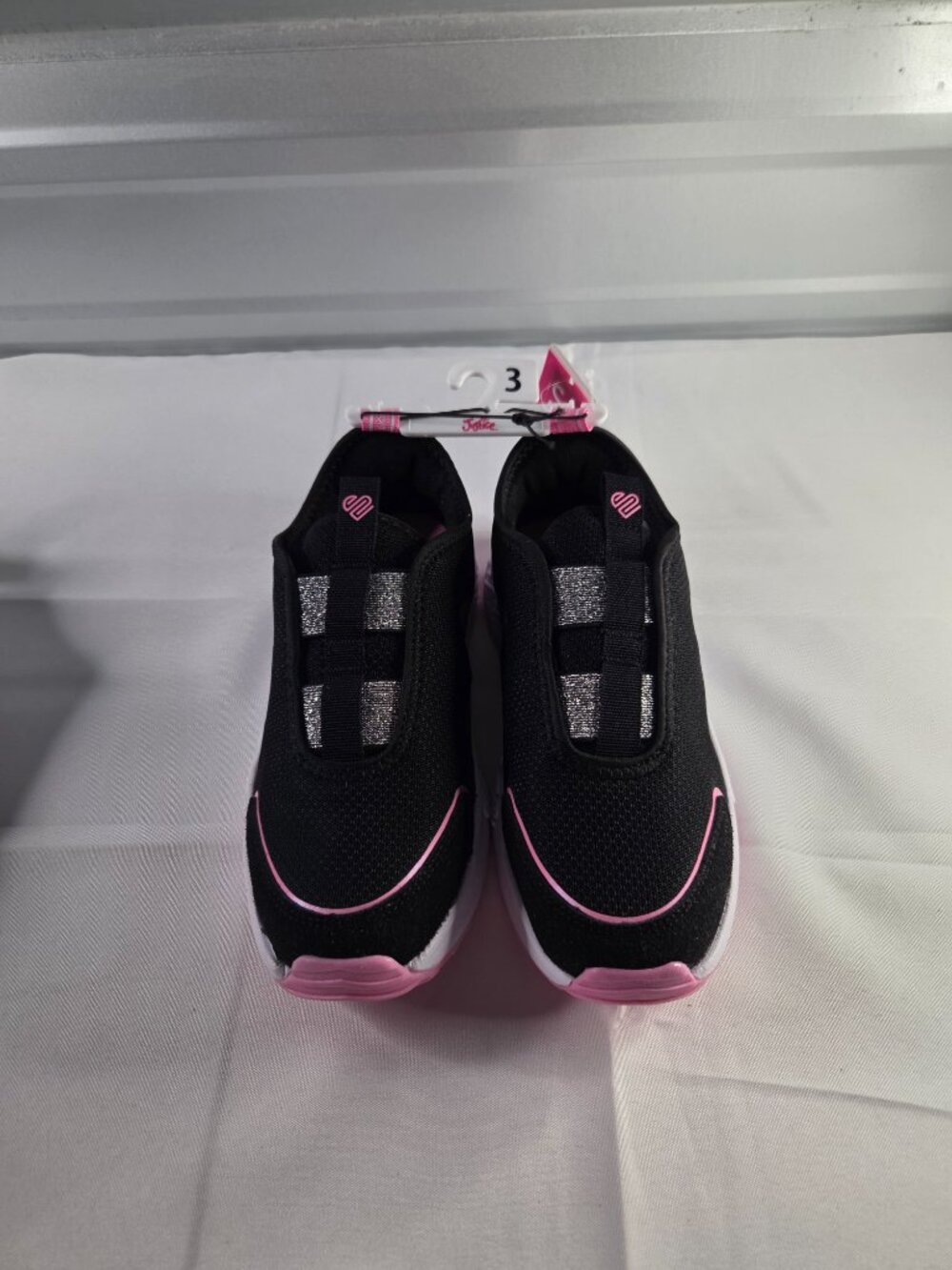 Justice Girls Slip On Athletic Sneakers Size 3 Pink/Black Slip On Athletic Shoes